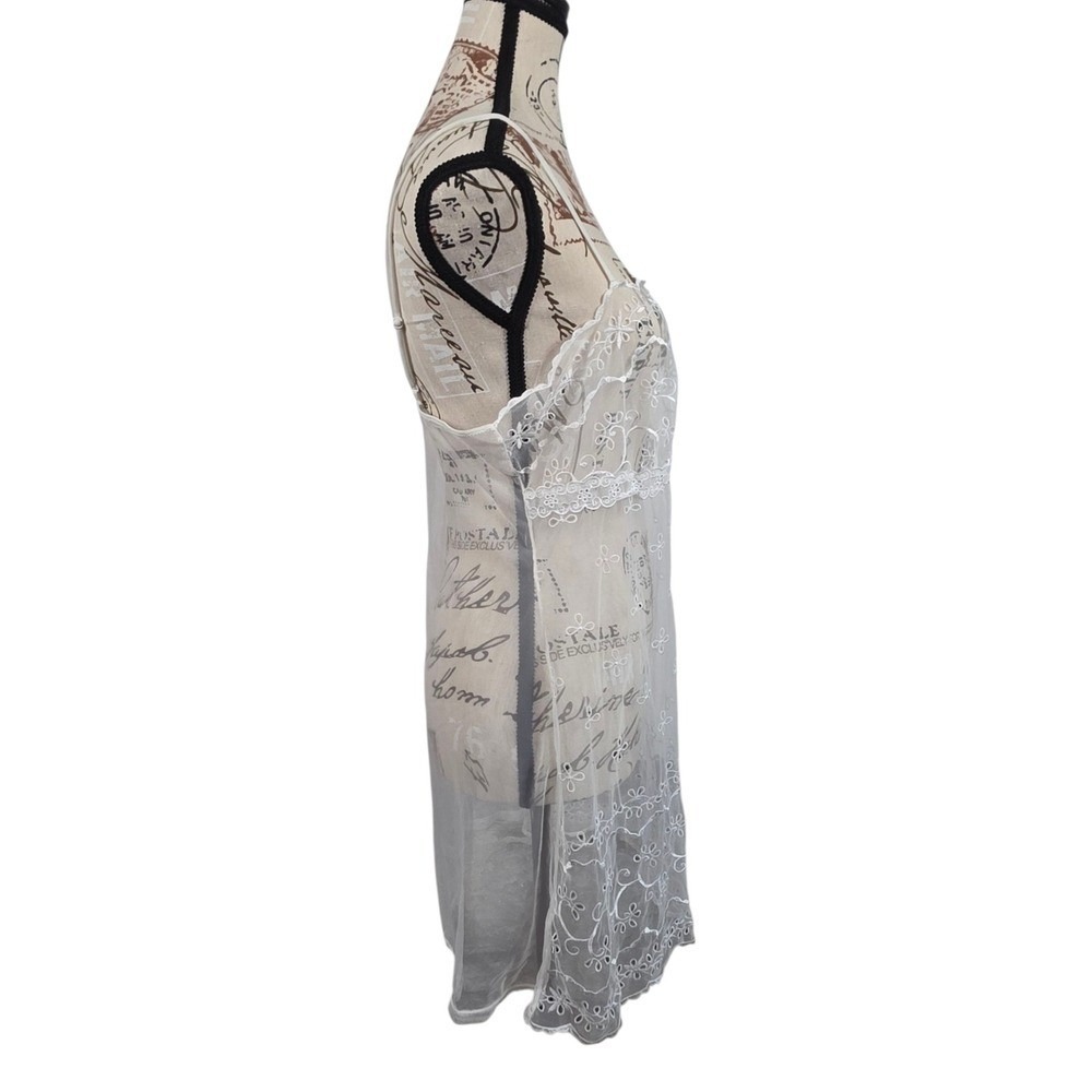 Victoria's Secret Slip Lace Sheer Babydoll Floral White Chemise Dress Womens L - Picture 4 of 8